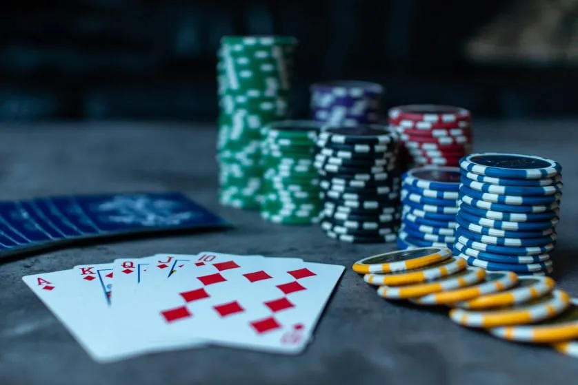 Poker tournament table and luxury interior