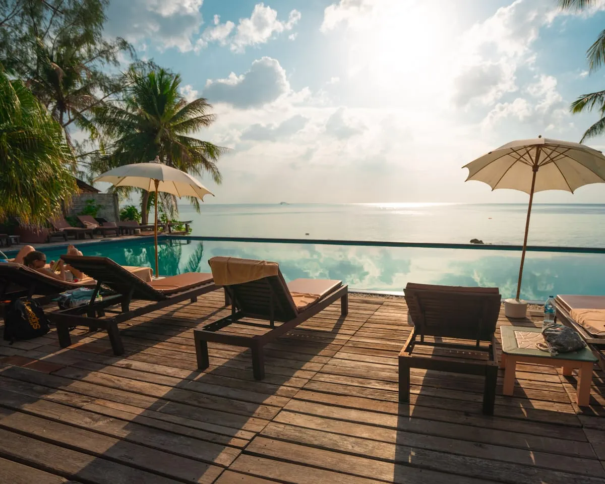 Resort pool and relaxation area
